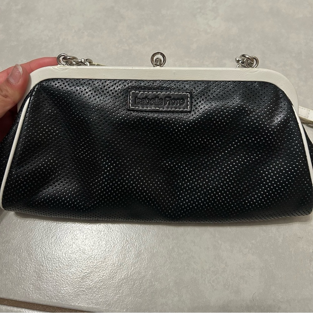 Isabella Fiore daisy embellished black leather shoulder purse - Picture 4 of 12